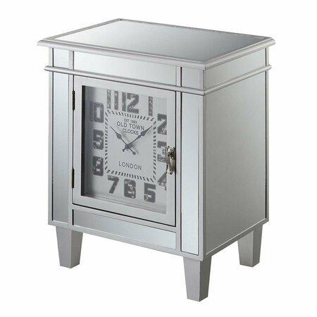 CONVENIENCE CONCEPTS Gold Coast Clock End Table, Mirror & Silver CO54165